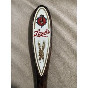 2 Sided Strohs Stroh’s Beer 13.5” Beer Tap Handle Wood Keg Kegerator Man Cave